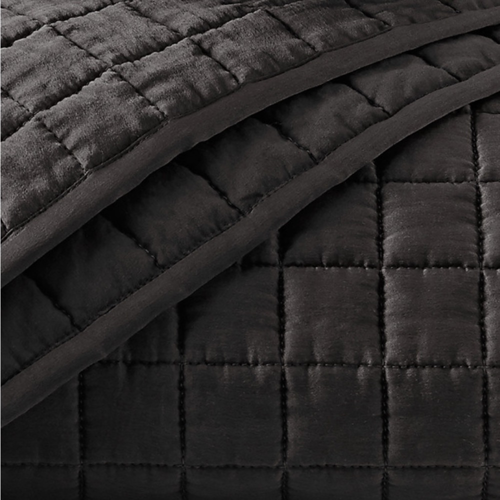 Restoration Hardware Silk Box-Stitch Coverlet, King/Cal King, Greystone